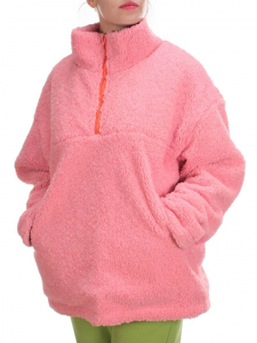 2568 PINK Кофта плюшевая женская Тедди на синтепоне  (50 гр. синтепон)