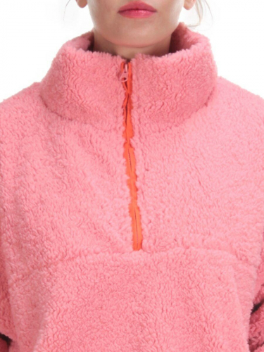 2568 PINK Кофта плюшевая женская Тедди на синтепоне  (50 гр. синтепон)