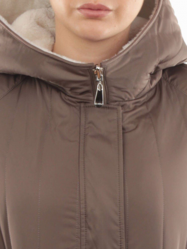 2639 DK. BEIGE Пальто двухстороннее женское еврозима (100 гр. холлофайбер, искусственный мех)