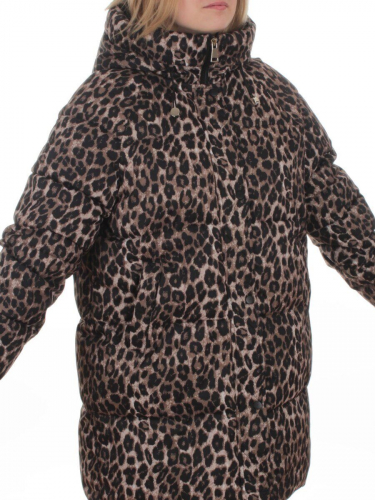 2406 BROWN /LEOPARD Куртка зимняя женская (200 гр. холлофайбер)