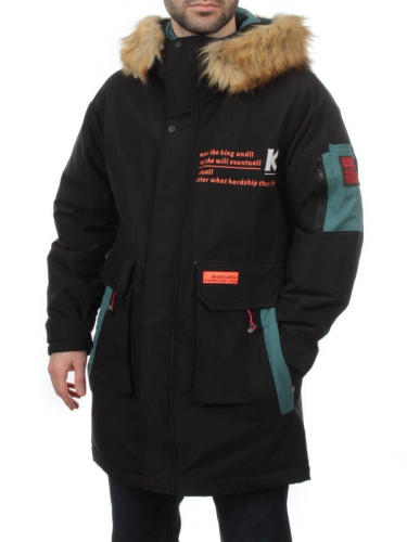 22067 BLACK GREEN Куртка мужская зимняя облегченная (150 гр. холлофайбер)