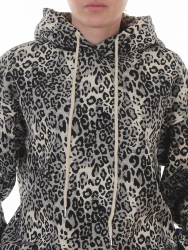 870-8 MILK/LEOPARD Костюм спортивный зимний женский (95% хлопок, 5% полиэстер)