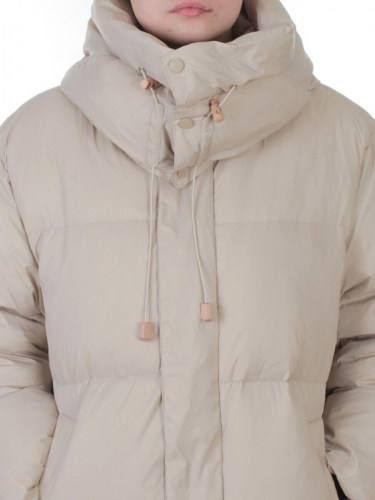 3063 BEIGE Пальто пуховое женское оверсайз (утиный пух)