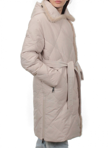 309 BEIGE Пальто зимнее стеганое женское (200 гр. холлофайбер, натуральная норка)