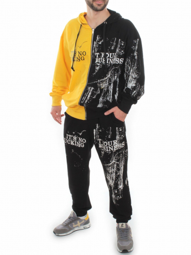 2630/7349 BLACK/YELLOW Костюм спортивный мужской (75% хлопок, 20% полиэстер, 5% спандекс)