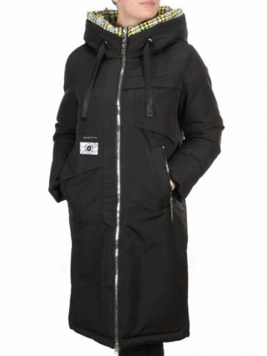 2166 BLACK Пальто зимнее женское MONGEDI (200 гр. холлофайбера)
