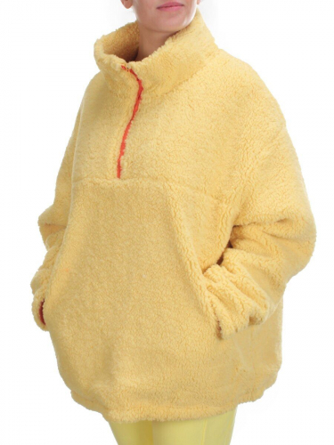 2568 YELLOW Кофта плюшевая женская Тедди на синтепоне  (50 гр. синтепон)