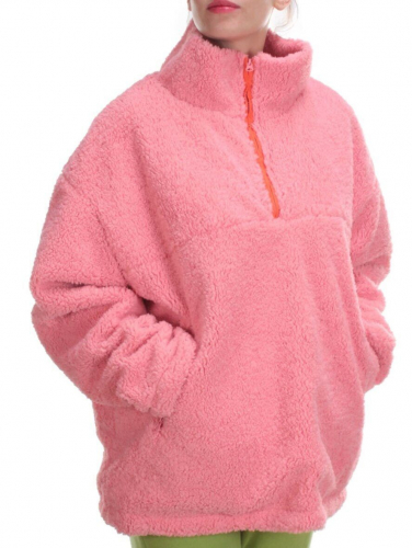 2568 PINK Кофта плюшевая женская Тедди на синтепоне  (50 гр. синтепон)