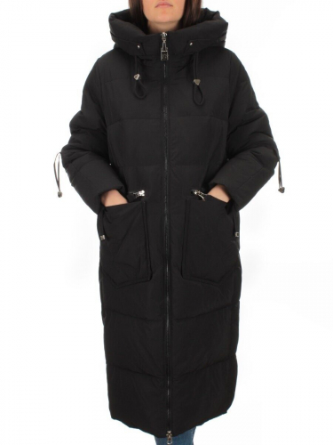 H303 BLACK Пальто зимнее женское (200 гр. холлофайбер)