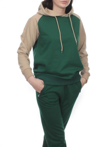 NOE103 BEIGE/GREEN Костюм спортивный женский (хлопок 90%, полиэстер 10%)