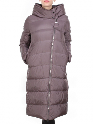 2118 GRAY/PURPLE Пальто зимнее женское MELISACITI (200 гр. холлофайбера)