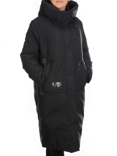 2236 BLACK Пальто женское зимнее AKIDSEFRS (200 гр. холлофайбера)