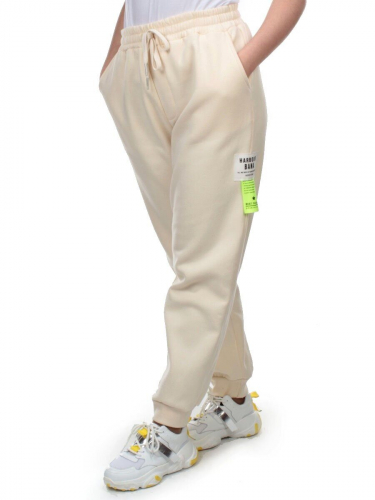 M067 BEIGE Брюки спортивные женские на флисе (100% хлопок) 7986