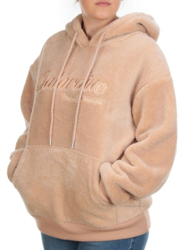 107 BEIGE Худи женское Тедди на флисе