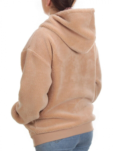 106 BEIGE Худи женское Тедди на флисе