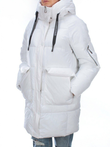 2197 WHITE Пуховик женский зимний AIKESDFRS (холлофайбер)