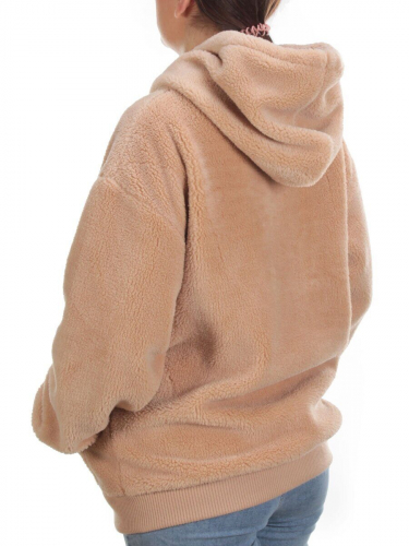 102 BEIGE Худи женское Тедди на флисе