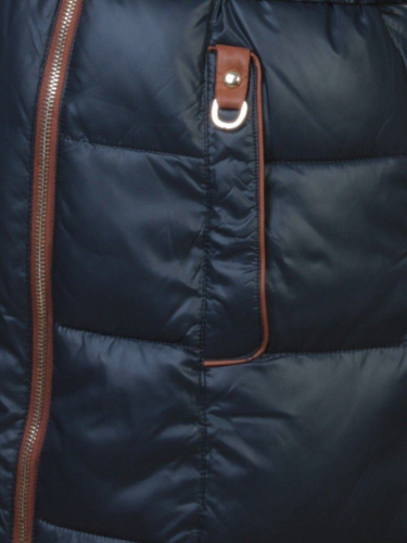 YM13-068 DK. BLUE Пальто женское зимнее (холлофайбер, натуральный мех)