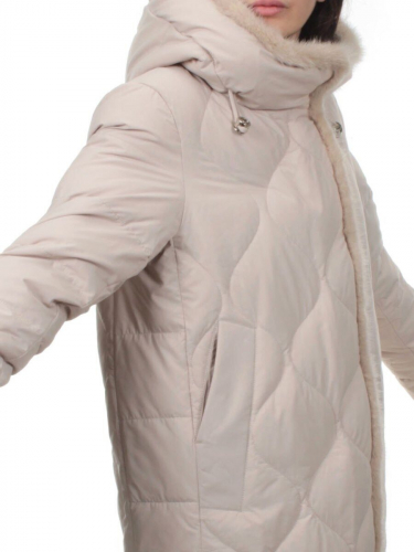 310 BEIGE Пальто зимнее стеганое женское (200 гр. холлофайбер, натуральная норка)