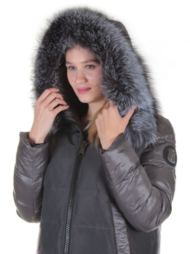 8186 DK. GRAY Пальто женское с натуральным мехом Jarius