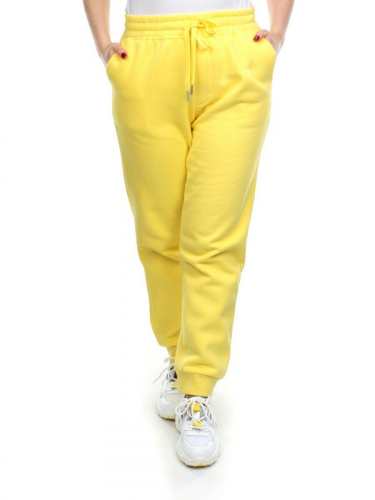 M057 YELLOW Брюки спортивные женские на флисе (100% хлопок) 7986