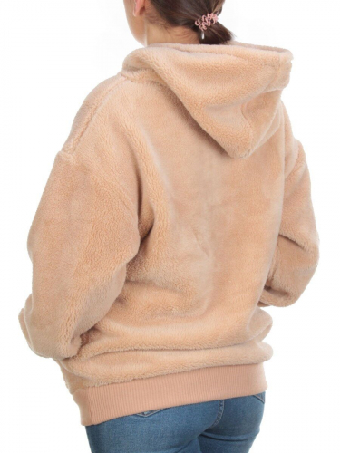 107 BEIGE Худи женское Тедди на флисе