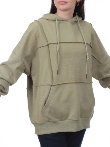3258 OLIVE Худи женское (95% хлопок, 5% эластан)