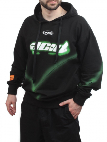 2652 BLACK/GREEN Толстовка мужская (75% хлопок, 20% полиэстер, 5% спандекс)
