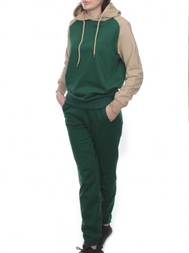 NOE103 BEIGE/GREEN Костюм спортивный женский (хлопок 90%, полиэстер 10%)