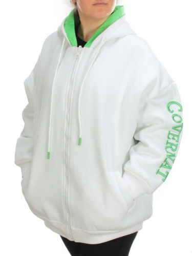 2562 WHITE/GREEN Худи женское (50 гр. синтепон)