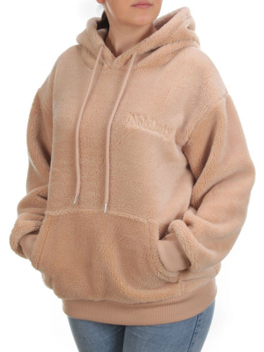 106 BEIGE Худи женское Тедди на флисе