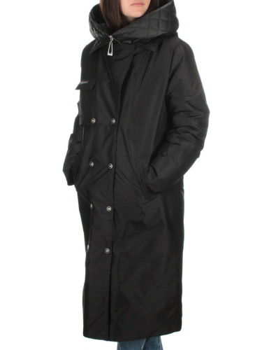 EAC327 BLACK Пальто зимнее женское (200 гр. холлофайбера)