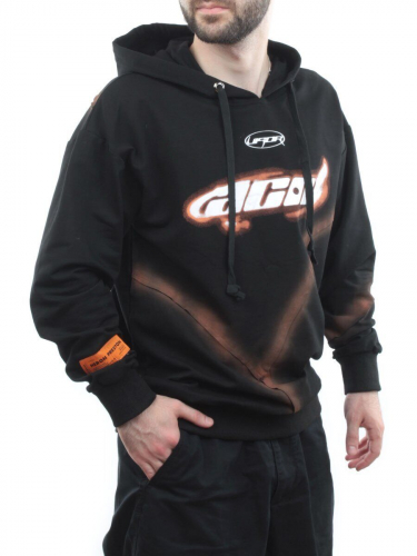 2652 BLACK/ORANGE Толстовка мужская (75% хлопок, 20% полиэстер, 5% спандекс)