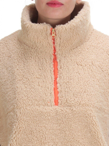2568 BEIGE Кофта плюшевая женская Тедди на синтепоне  (50 гр. синтепон)