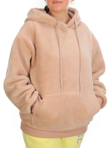 110 BEIGE Худи женское Тедди на флисе