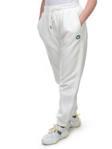 M043 WHITE Брюки спортивные женские на флисе (100% хлопок) 7986