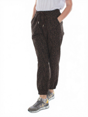 9001 LEOPARD/BLACK Брюки спортивные женские (95% хлопок, 5% спандекс)
