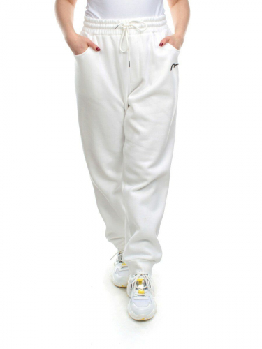 M029 WHITE Брюки спортивные женские на флисе (100% хлопок) 7986
