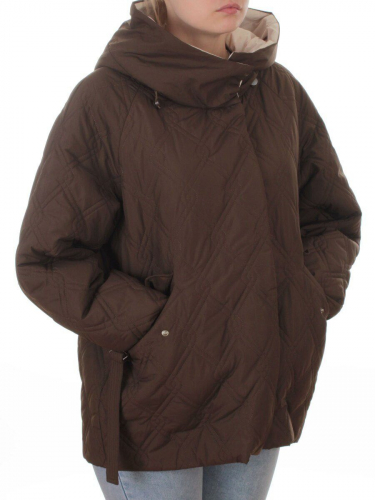 8012 BROWN Куртка стеганная демисезонная женская (100 гр. холлофайбер)