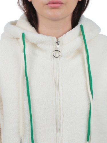 1006 MILK WHITE Куртка плюшевая демисезонная (65% хлопок, 35% полиэстер) оверсайз 44-54