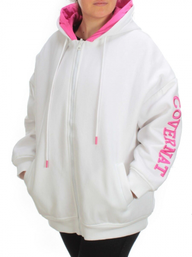 2562 WHITE/PINK Худи женское (50 гр. синтепон)
