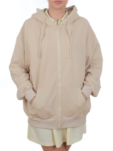 3265 BEIGE Худи на молнии женское (95% хлопок, 5% эластан)