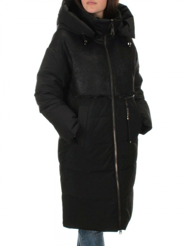 C1041 BLACK Пальто зимнее женское (200 гр .холлофайбер)