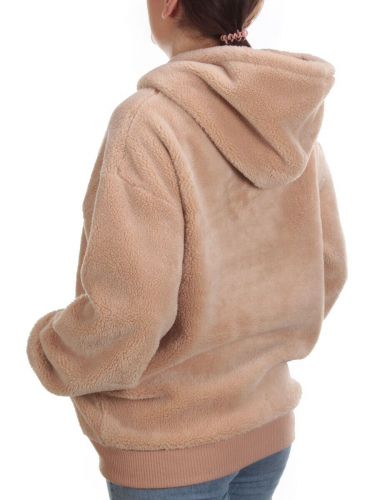 105 BEIGE Худи женское Тедди на флисе