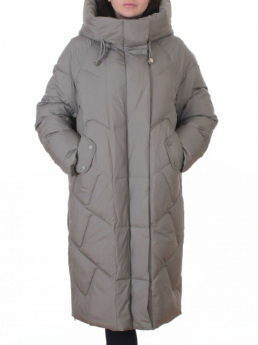 A621 GRAY/GREEN Пальто зимнее женское (200 гр. холлофайбер)