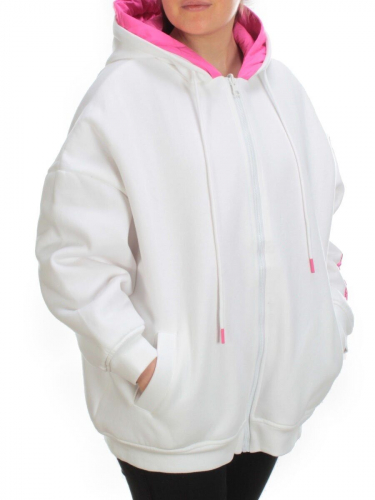 2562 WHITE/PINK Худи женское (50 гр. синтепон)
