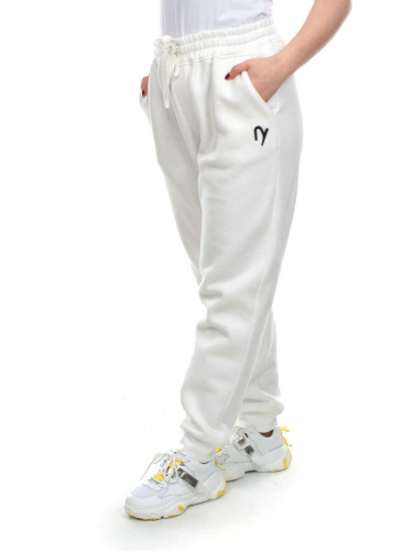 M051 WHITE Брюки спортивные женские на флисе (100% хлопок) 7986
