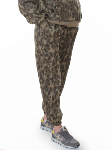 868-6 GREEN/LEOPARD Костюм спортивный зимний женский (95% хлопок, 5% полиэстер)
