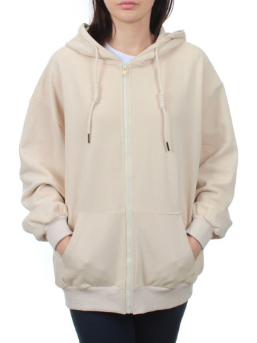 3267 BEIGE Толстовка на молнии женская (95% хлопок, 5% спандекс)