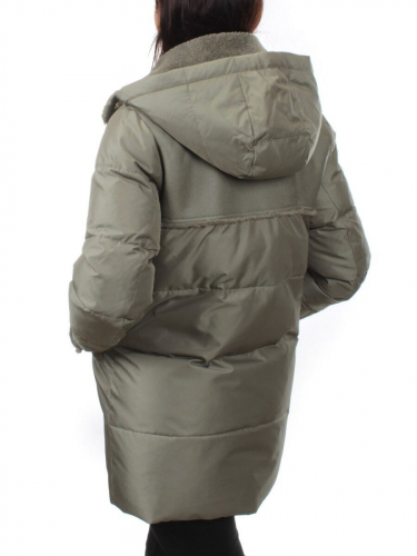 033 GRAY/GREEN Куртка зимняя облегченная женская (холлоффайбер 150 гр., искусственная дубленка)